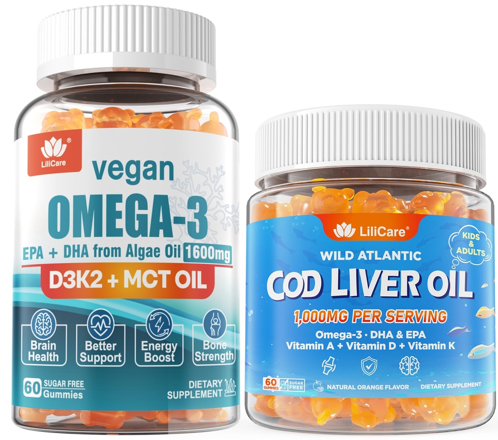 2balenie Vegan Omega 3 Gummy + 2balenie Cod Pečeňový olej Gumies