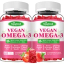 Omega-3 Gummies Potent Algae Omega Source, Boost Brain, Eye & Immune Function, with DHA and EPA Vegan & Sugar Free, Strawberry Flavor, 120 count