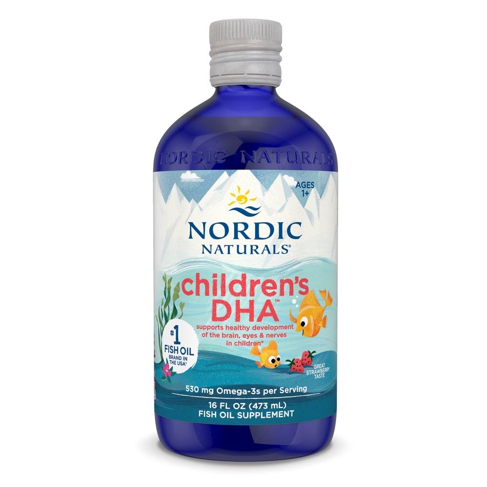 Nordic Naturals Children address DHA, Strawberry - 16 oz for Kids - 530 mg Omega-3 with EPA & DHA - Brain Development & Function - Non-GMO - 192 Servings (Pack of 2)