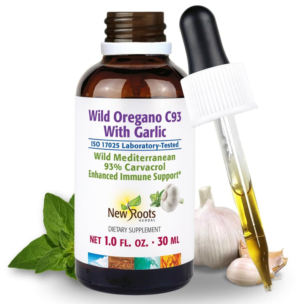 NEW ROOTS HERBAL Wild Oregano olej Tinktúra s cesnakom (1 fl oz) 