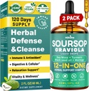 HILHONE (2 balenia) 12-v-1 Soursop bitters Liquid kvapky s morským machom, olej z čierneho semena, Moringa pre podporu buniek a regeneráciu, imunita, pečeň, Gut & Antioxidant - 2 Fl Oz