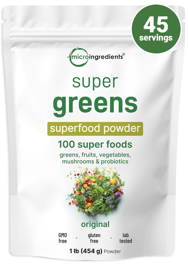 Micro Ingrediencie Super Greens Powder, 1lb 