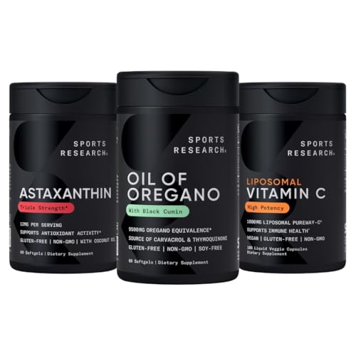 Sport Research® Antioxidant Support Pack - Oil of Oregano 9500mg + Triple sila Astaxantin 12mg + Lipozomálny vitamín C doplnok 1000 mg