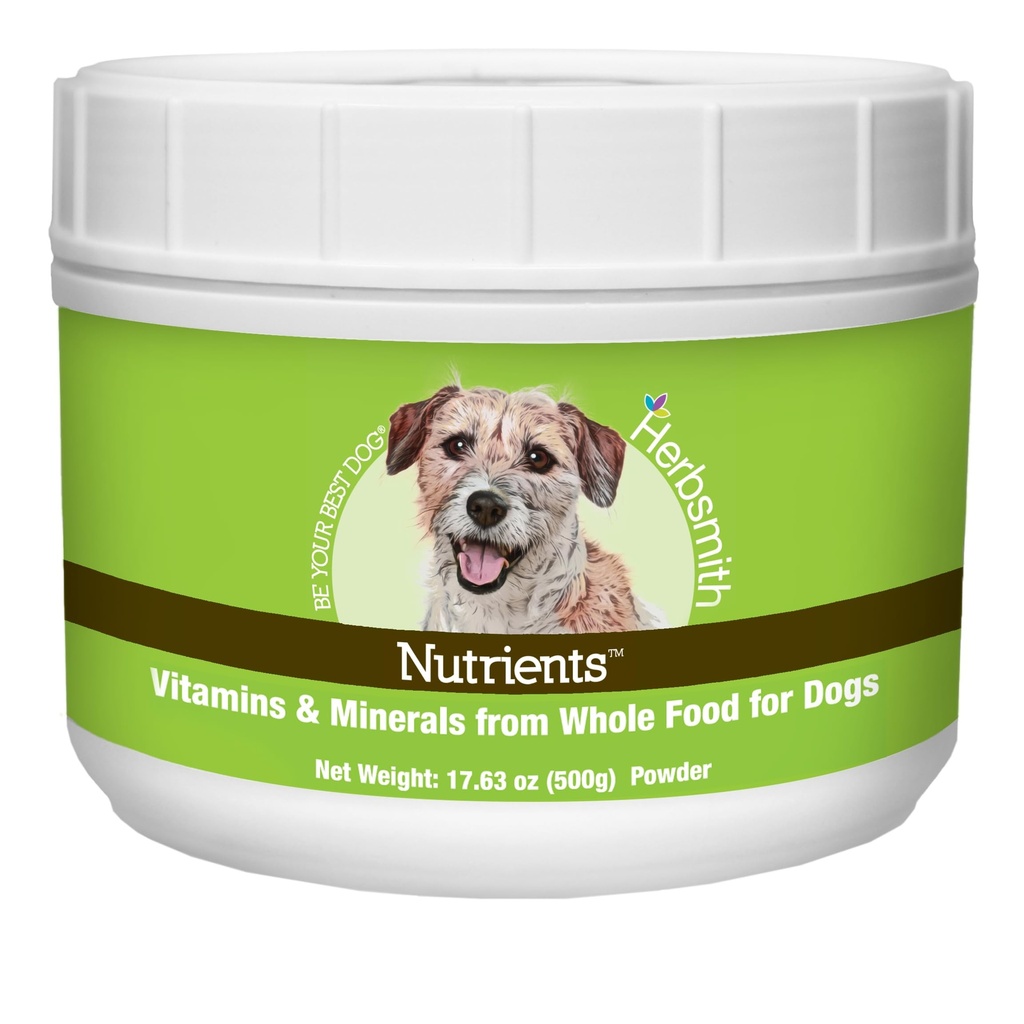 Herbsmith Nutrients Superfood Dog Multivitamín s vitamínmi a minerálmi z celých potravín Boost Kibble alebo DIY Raw s antioxidantmi pre šteňa pre seniorov - 17.63 oz