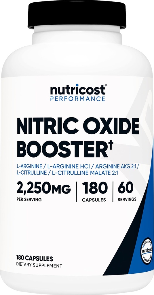 Nutricost Posilňovač oxidu dusnatého 2250mg, 180 Kapsule - 750mg per Casule, 60 Servings - Bezlepkové a non-GMO