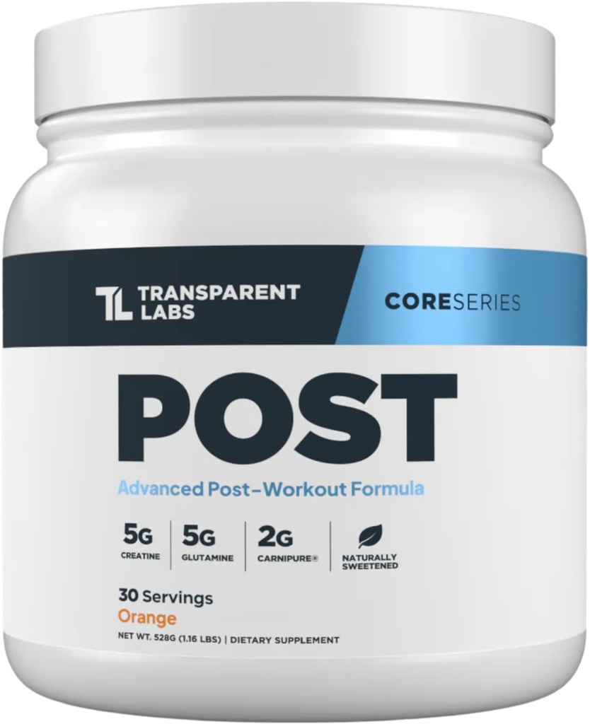 Transparentné Labs Post - Post-Workout zotavenie svalového Builder w/L-Glutamine, Kreatín monohydrát, & Carnipure L-karnitínu L-Tartrát pre svalovú obnovu a budovy - 30 Servings, Orange