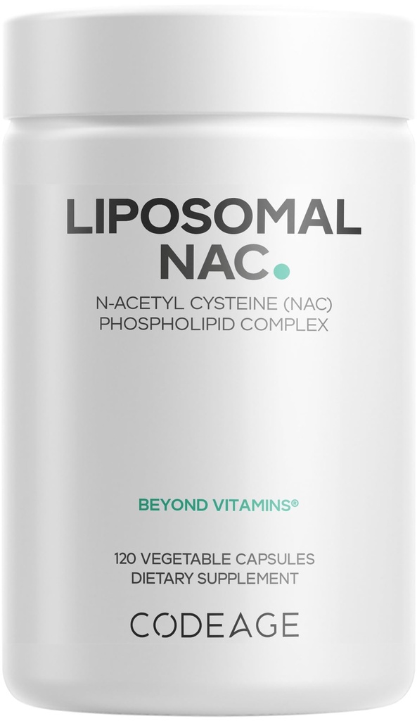 Kódovanie Lipozomálne NAC Supplement - N-acetyl L-cysteín Amino Acid - 2 mesiace Napájanie - Free-Form NAC - Fosfolipid Complex - Vegan, Non-GMO, Gluten-Free, Dairy-Free - 120 Kapsule