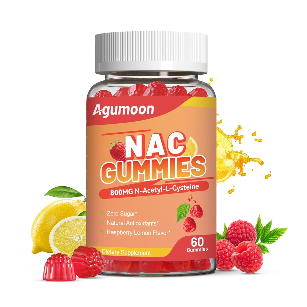 NAC Gummies 800mg pre dospelých & 400mg pre deti, NAC Supplement N-Acetyl Cysteine, bez cukru - 60 Vegan Gummies, Antioxidant Supplement, Imunitná podpora