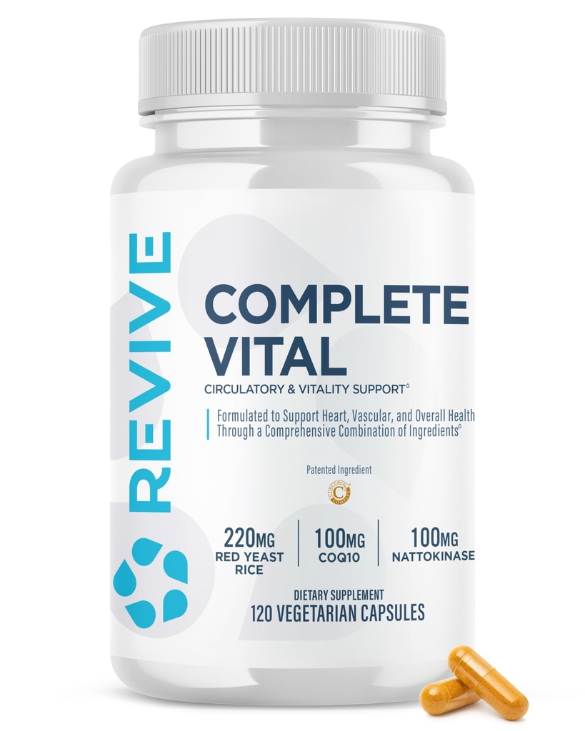 Revive MD Doplnky a podpora, Kompletné Vital (120 Vegetariánske kapsule) - NAC & CoQ10 Supplement podporuje zdravie, & Antioxidant aktivity (30 Servings)