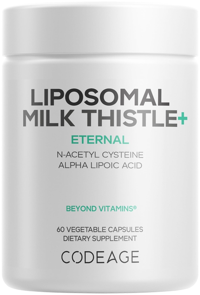 Codeage Lipozomálne mlieko Thitle+ Supplement - Silymarin from Silybum Marianum, NAC, Artichoke Leaf, Dandelion Root, Alpha Lipoic Acid, BioPine, Lipozomal Delivery - Non-GMO - 60 Kapsule
