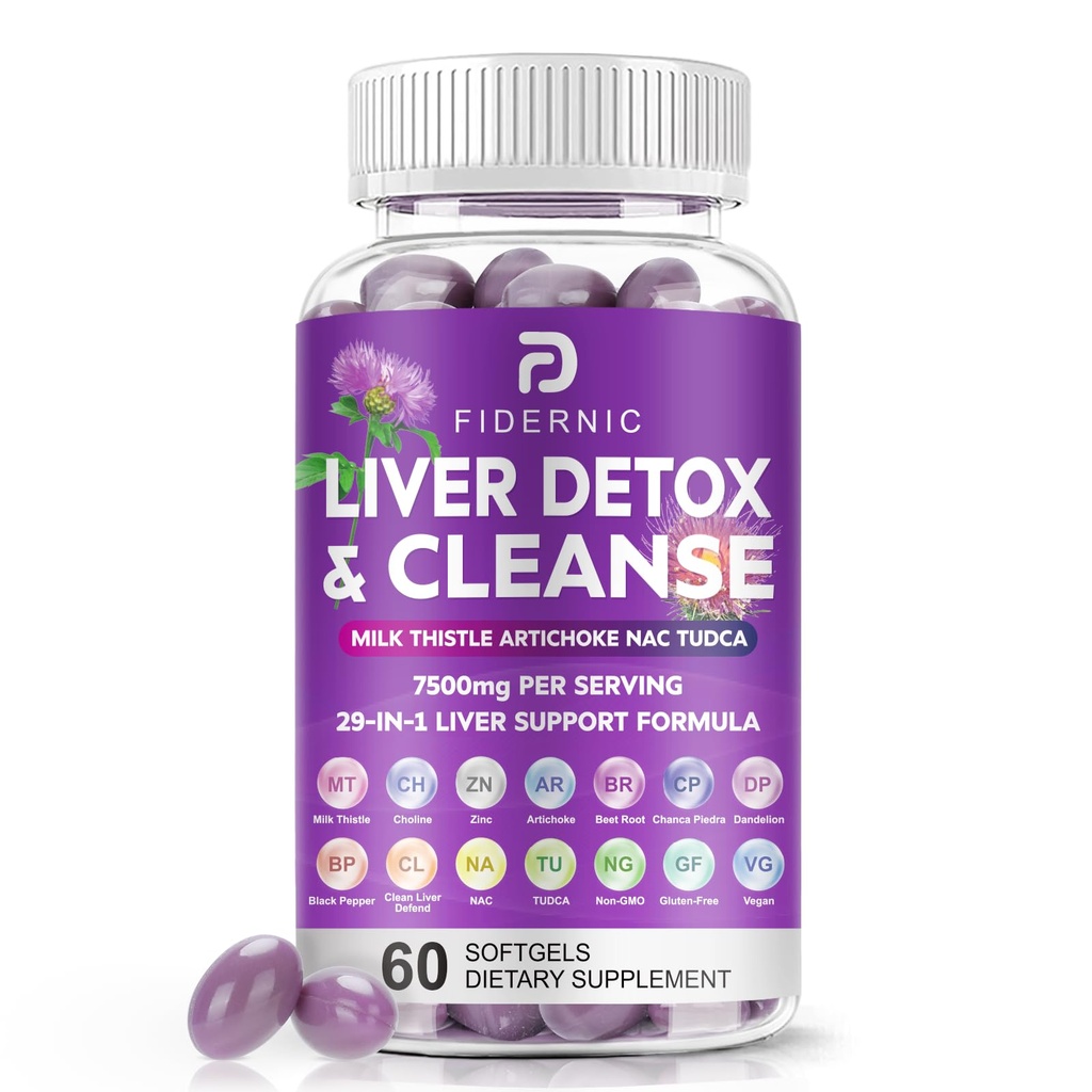 Čistenie pečene Detoxikácia a oprava - Bylinné mlieko na podporu pečene Suplement džem, 7500mg Sila Zdravie pečene Podpora s Silymarin Artičoky extrakt púpava Repe TUDCA Choline NAC, 60 Softgels