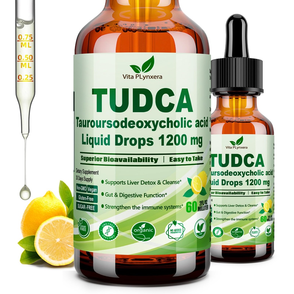 Čistá TUDCA Bale Salts Liquid Drops 1200mg (Tauroursodeoxycholic Acid) Premium Pečeň Podpora, Bile Flow & Gallbladder Čistenie Supplement