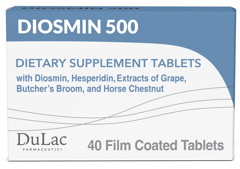 Dulac Diosmin 500, Micronized Diosmin Hesperidin Dietary Supplement 1000 mg per porcie, Horse Chestnut Extract, Butcher