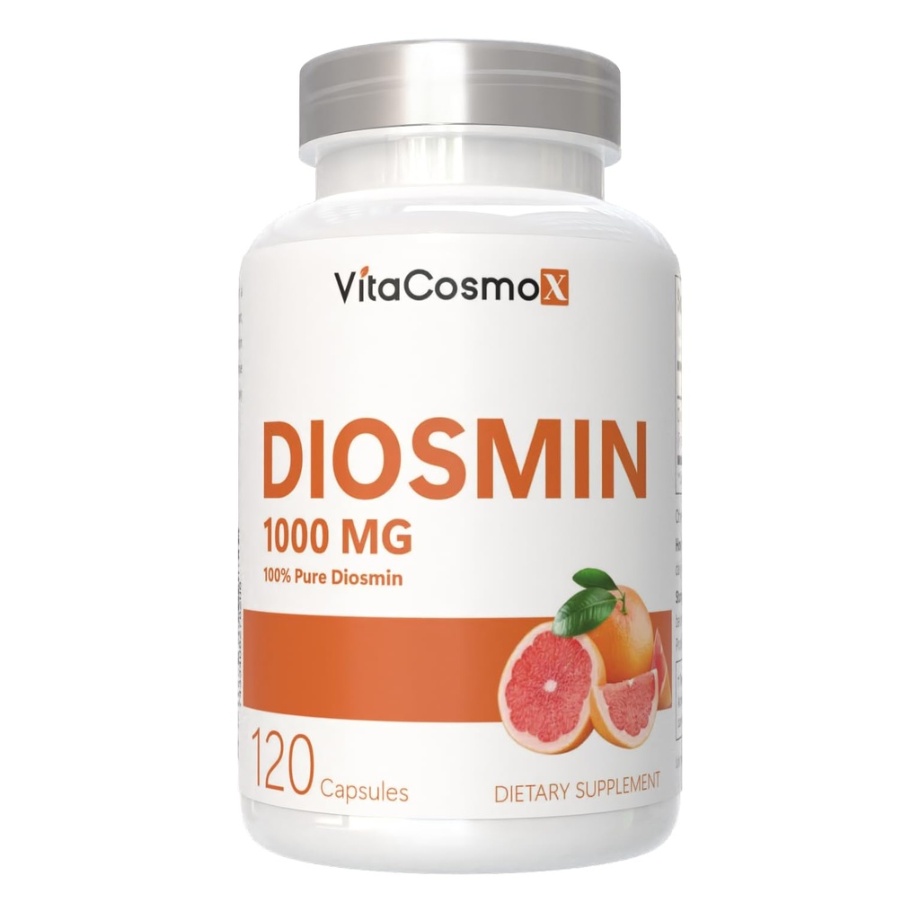 Diosmín kapsuly, 120 gróf, 1000 mg Serving, Vegan, Citrus Bioflavonoids 100% Vegetarián, Non-GMO & Gluten Free Diosmin Supplement with Max Strength