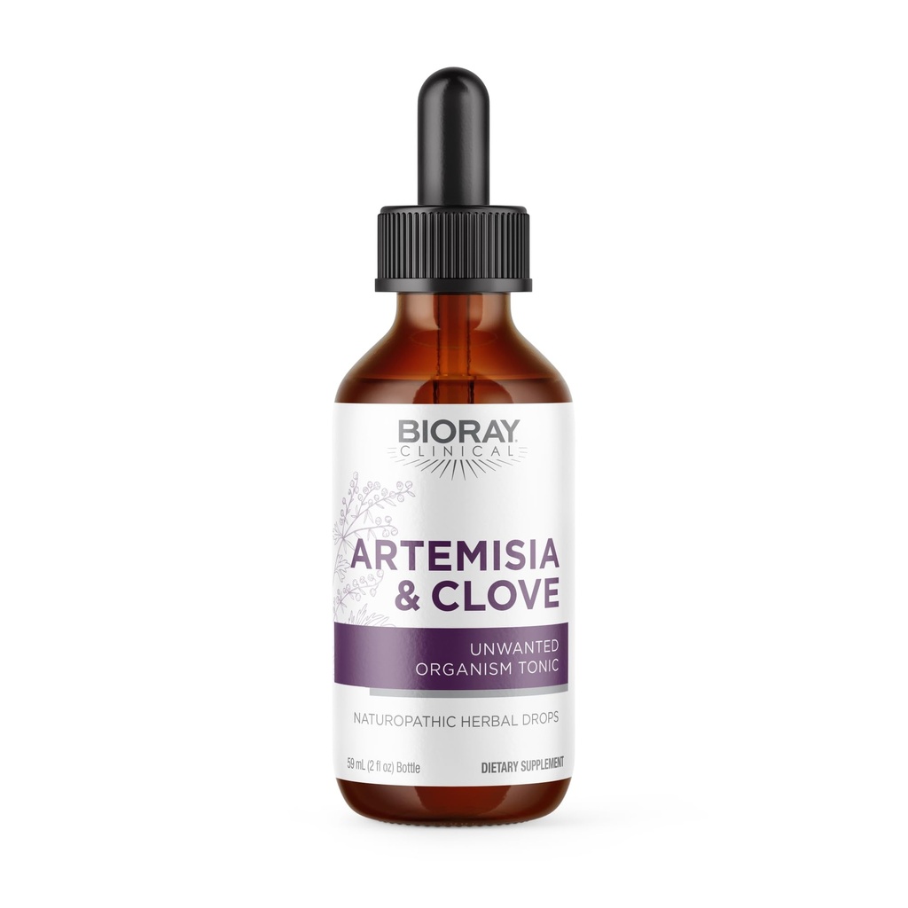 BIORAY Professional Artemisia & Clove - 2 fl oz - Nežiadúce odstránenie organizmov s liečivými hubami - Non-GMO, Vegetarian, Gluten Free