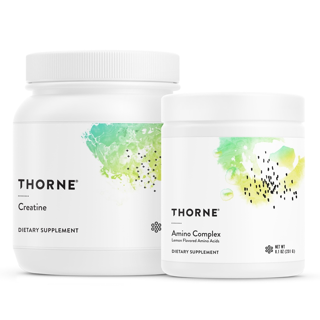 THORNE - Výkonnosť Essentials Bundle: Kreatín & Amino Power Pack - Podpora svalov, energie Boost, a kognitívne funkcie - NSF Certified - 30 až 90 Servings