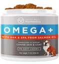 PawMedica Omega 3 pre psy, pes kože a kabát doplnok s rybím olejom láska pomáha s pes suché kože, Omega 3 6 9 vitamíny žuvačky pre psov alergie