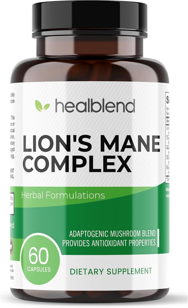 Hubový komplex extrakt s lion's Mane ovocné telo - 100% prírodné a efektívne energetické pilulky - mozog, Zameranie doplnok, Stimuluje náladu, a kreativita - 60 Immune Podpora Kapsule