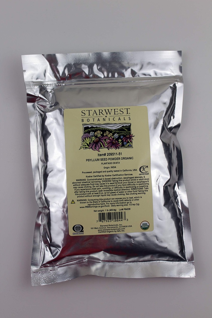 Starwest Botanicals Organic Psyllium Seed Powder, 1 libra
