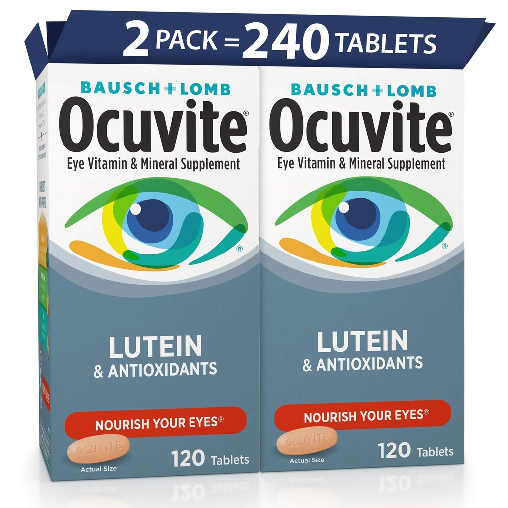 Očné vitamíny a minerálne doplnky, luteín a antioxidant vitamíny A, C, E, zinok pre zdravie očí, vitamíny pre oči, 120 tabliet (dávka 2)