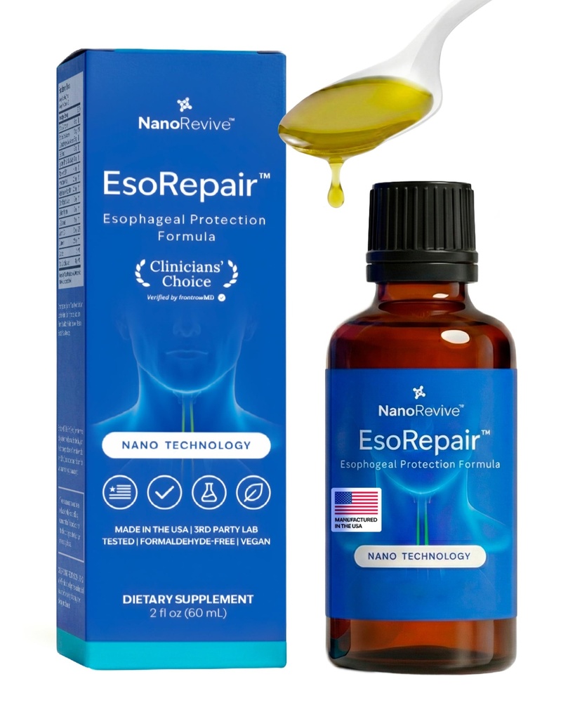 EsoRepair Nano Esophageal & Žalúdočné zdravotné doplnky pre mužov a ženy - Tráviaci komfort - Slippery Elm Bark, Zinok L-Karnosine & Aloe Vera Extract - Non-GMO & Dairy Free