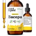 Wild & Organic Bacopa Tinture - podporuje pokoj, zameranie, jasnosť - Bacopa Monnieri Supplement Liquid - Bezalkoholové kvapky s extraktom Brahmi - Vegan, bez cukru - 2-Month Supply - 2 fl oz