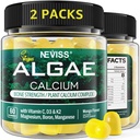 (2 balenia) Vápnikové Gummy pre ženy, bezcukrový vápnik doplnok z udržateľných rias (3. strana testované) s vitamínom D3 K2, C, zinok, bór, mangán pre kostnú silu, vápnik absoption, Vegan