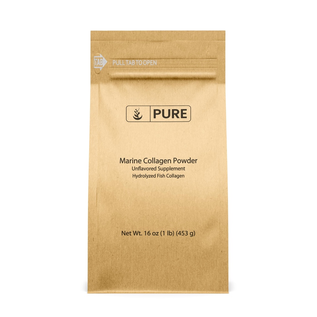 Pure Original Ingredients Marine Collagen Powder (1 Lb) Natural & Unflaved, Protein Peptides, Relateable Bag