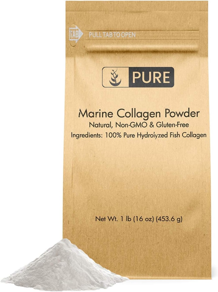 Pure Original Ingredients Marine Collagen Powder (1 lb) Natural & Unflaved, Protein Peptides, Relateable Bag