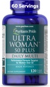 Puritánska pýcha Ultra Woman 50 Plus High Potency Performance Time Release Daily Multivitamín so zinkom, Dietary Supplement for Healthy Aging & Cellular Energy Production, 2 Month Supply, 120 Count