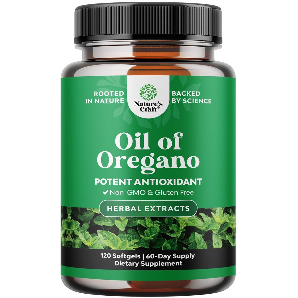 Wild Oregano Oil Softgels - Super Concentrated Softgels Oregano oil of Oregano with Carvatrol 70% for Digestion & Immune Support - Herbal Supplements for Intestine Cleanse, Body Detox & Repair - 120 Ct