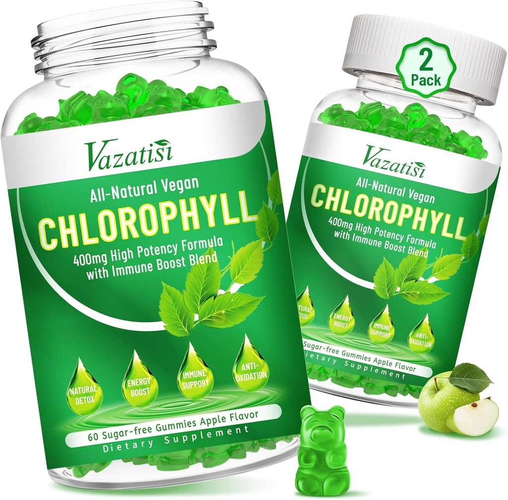 Chlorofylové guličky - Super zelená 13 v 1 s Ashwagandha Vitamín C Zinok a meď pre telo Odor, Skin Energy Immune Support Deodorant pre ženy - 120 Počet