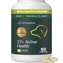 VetriScience 27+ Aktívne zdravotné žuvacie tablety, Canine Plus Daily Multivitamín pre šteňatá a dospelé psy, vyvážené vitamíny, minerály a antioxidanty, Zdravie a Wellness podpora, Duck, 90 Počet