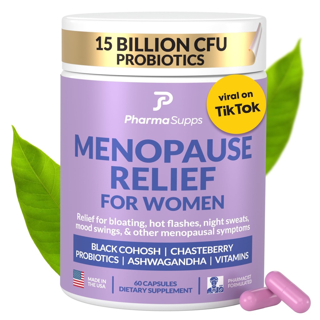 Prírodné Menopauza Doplnky pre ženy - Perimenopauza Doplnky pre Hormonálnu rovnováhu, Bloating & Mood Swings 