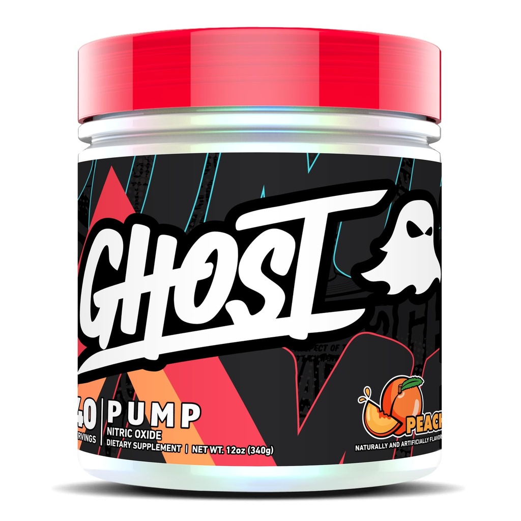 GHOST prášok z oxidu dusnatého, broskyňová - 40 porcií - Supplementy bez cukru a stimulu pred cvičením - L-citrulín, arginín Nitrator & L-glutatión - sója a gluten-free, Vegan