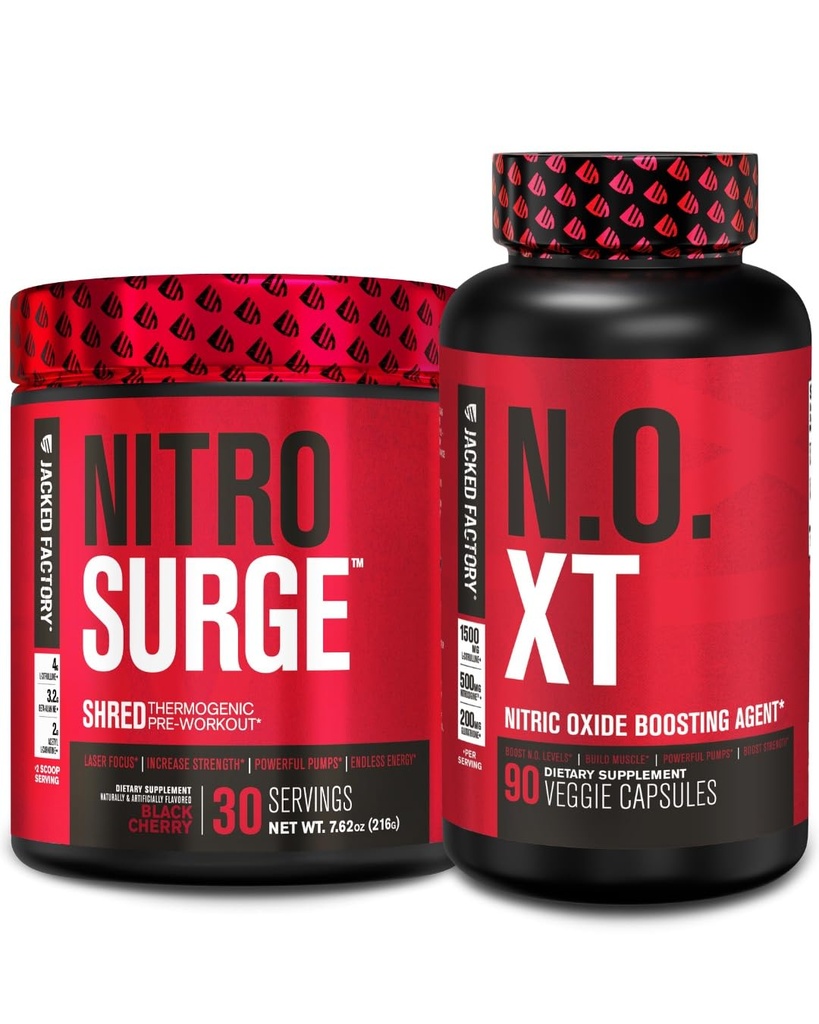 Ukradnuté továrne Nitrosurge Shred Thermogenic Pre-Workout v čiernej cherry & N.O. XT oxidu dusnatého pre mužov a ženy
