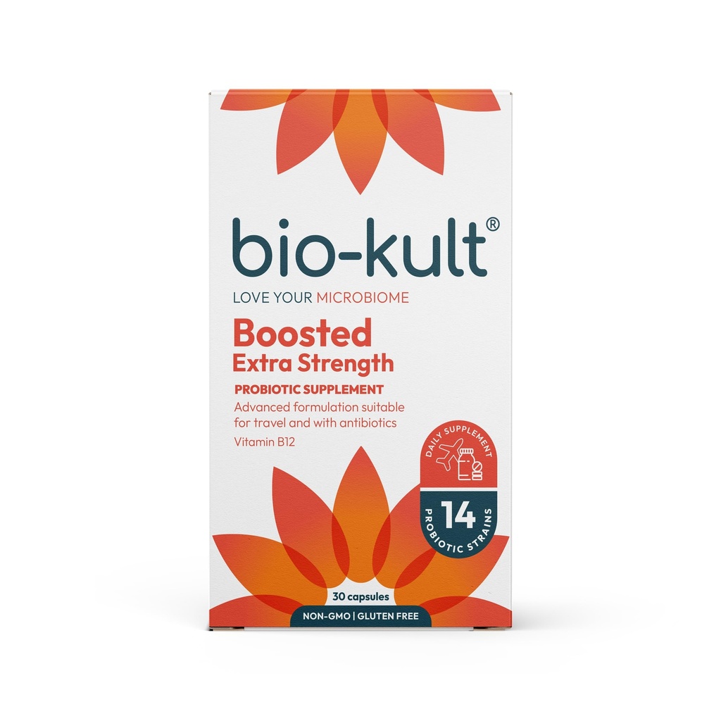 Bio- Kult Posilnený Extra sila Probiotický doplnok pre zdravie Gut, Immune System Support a váš trávivý Tract, s vitamínom B12 30 Kapsule