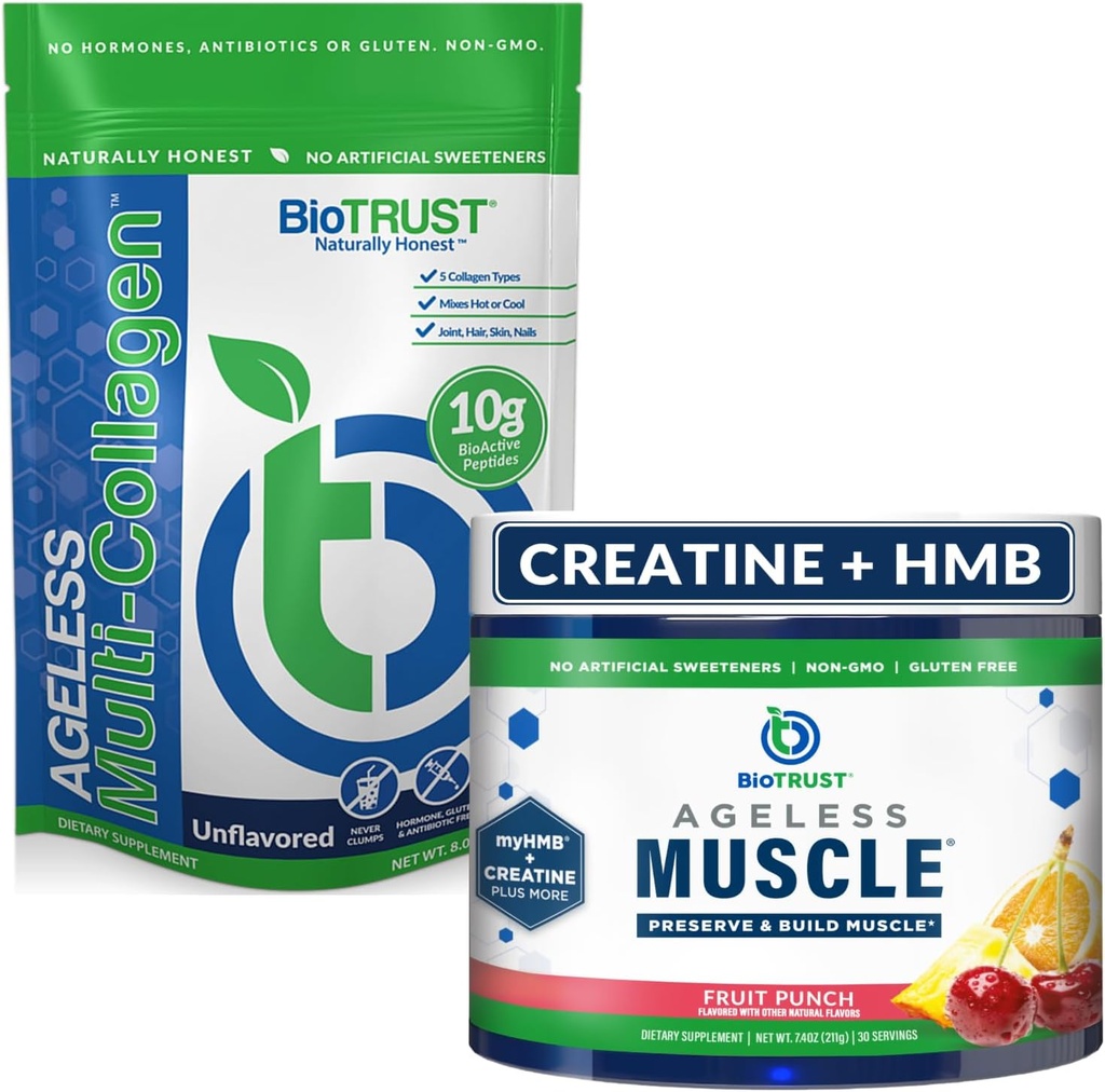 BioTrust Ageless Muscle (Ovocná rana) a Multicolagen (Nechutná) Bundle