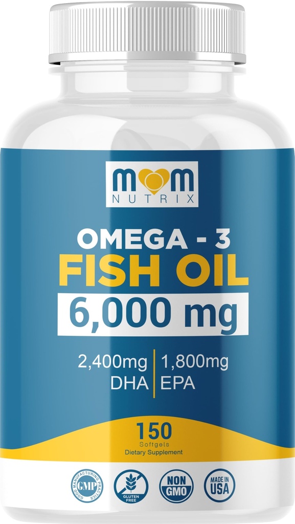 Omega 3 rybí olej s maximálnou EPA DHA - podporuje mozog, pečeň, srdce a imunita - Made in The USA - 150 Softgels