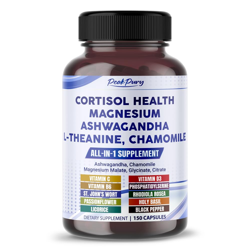 CORTISOL zdravie Ashwagandha horčík harmančeka L-Theanine - Made in USA