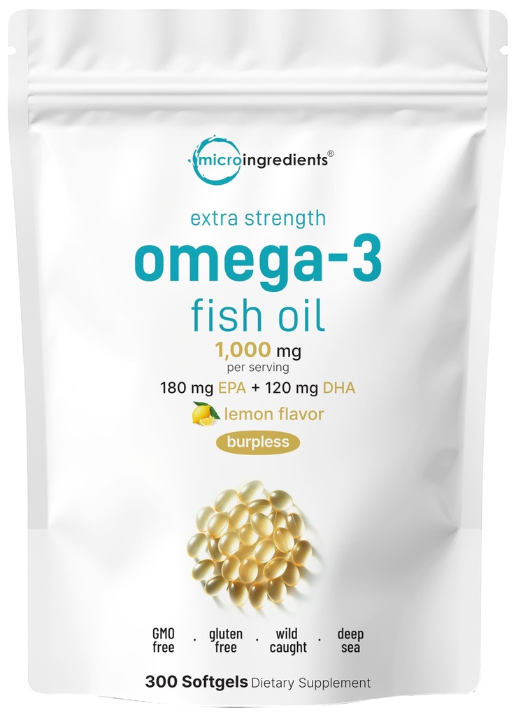 Micro Ingrediencie Extra sila Omega 3 Fish Oil Doplnky 1000mg Per Serving, 300 Softgels 