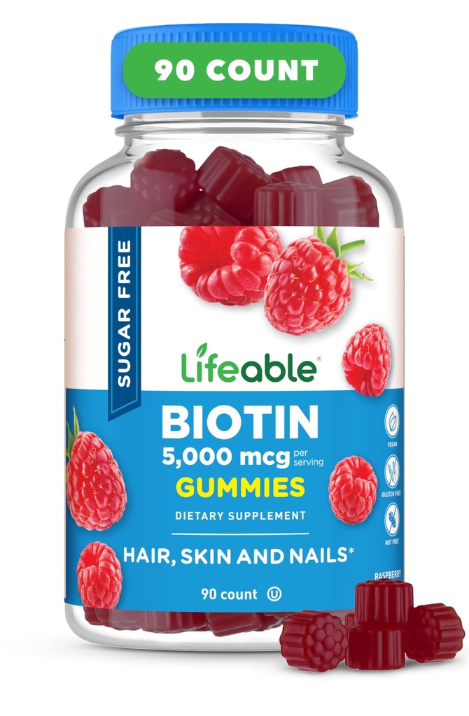 Životaschopný cukor bez biotín Gummies 