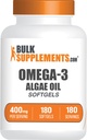 BulkSupplements.com Omega-3 Softgels - z Algal Oil, Algae Oil Omega 3 Supplement - Gluten Free, 1 Softgel per Serving, 180 Počet (Pack of 1)
