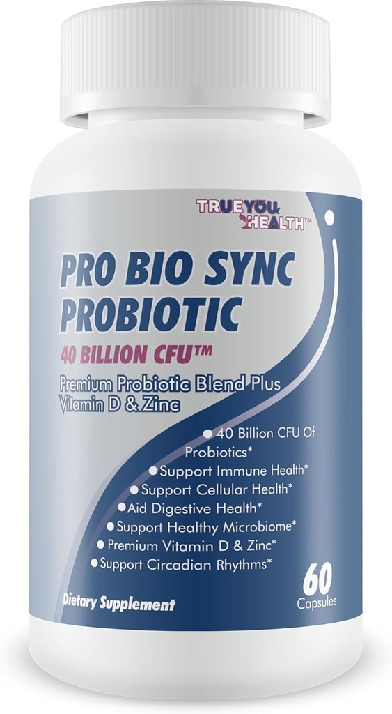 Pro Bio Sync Probiotic 40 miliárd CFU - Premium Probiotic Supplement with Immune Support - Help Improve Gut Microbiome - Multiple Health Benefits - Support Digestion, Cellular Health, Circadian Rhythm