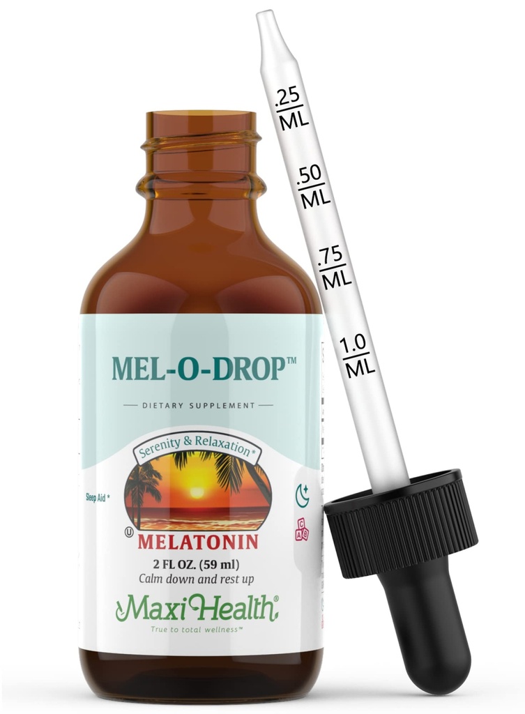 Maxi-Health Liquid Melatonin kvapky pre deti - 2 Fl Oz 177 Slúži s kvapkadlom - Prírodná spánková pomoc doplnok pre deti a dospievajúci - pomáha pád Asleep rýchlejšie a zostať spať dlhšie