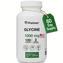 Pristinine Glycín 1000MG Aminokyseliny Spánková podpora Doplnková kapsule - 60 Day Supply - Svalové zotavenie, Collagen & Obličky Suplement - Vegan, Non GMO, Gluten Free