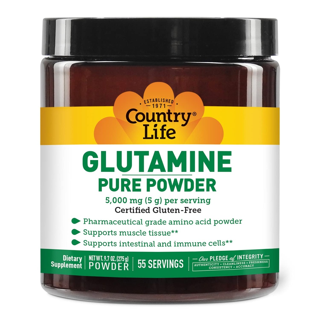 Krajina Život glutamín Pure Powder - 5000 mg L-Glutamine - svalového tkaniva, Gut Health, Immune Support - Gluten-free Certified - Ideal Pre/Post Cvičenie Amino Acid Supplement, 55 Servings, 9.7oz