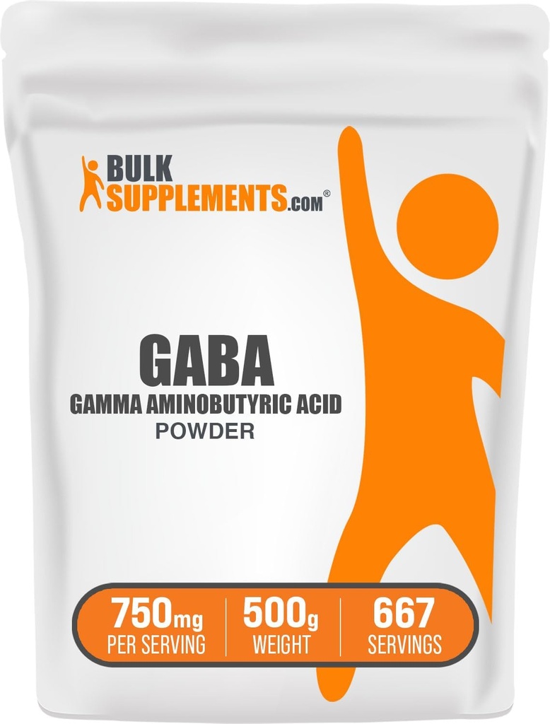 BulkSupplementments.com GABA Powder - Gamma Aminobutyric Acid, GABA Supplement, Amino Acid Acid Supplement - Gluten Free, 750mg per Serving, 500g (1,1 lbs) (Pack of 1)