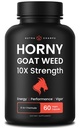NutraChamps Horny Koza burina, 1000mg Epimedium Energy Supplement, 10X Sila Icariin, Ženšen, Tribulus a Maca Pills pre ženy a mužov, Vylepšená absorpcia s čiernym korením, 60 Vegan Kapsule