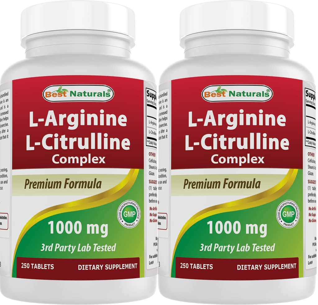 Najlepšie prírodné L- Arginín L- Citrulín komplex 1000 mg 250 tabliet (250 počet (Stoj po 2))